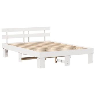 Berkfield Home Bed Frame with Headboard White 150x200 cm Solid Wood Pine