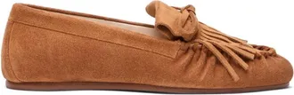 Stuart Weitzman Britt Fringe Moccasin - Dames - Loafers - Bruin - 36 EU - Leer - Schoenen