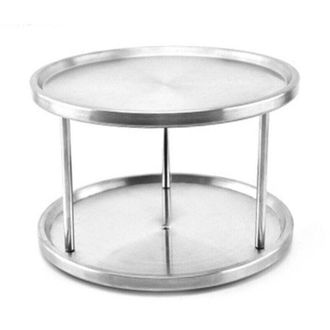 OEM Bandeja Giratoria De Acero Inoxidable De Doble Capa, Escurridor De Platos De Doble Capa, Soporte De Acero Inoxidable Para Botellas De Condimentos De C
