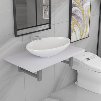 vidaXL Conjunto De Muebles De Ba&ntilde;o 2 Piezas Cer&aacute;mica Blanco Vidaxl