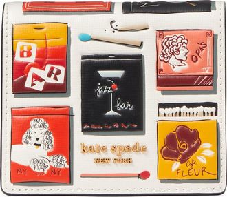 Kate Spade New York morgan matchbox embossed leather wallet in Parchment Multi at Nordstrom