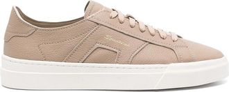 Santoni Leren Sneaker met Paneldesign - Heren - Sneakers - Beige - 43 EU - Leer - Schoenen