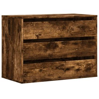 Berkfield Home Corner Chest of Drawers Smoked Oak 80x41x58 cm Engineered Wood in Brown | Size: 80 x 41 x 58 cm