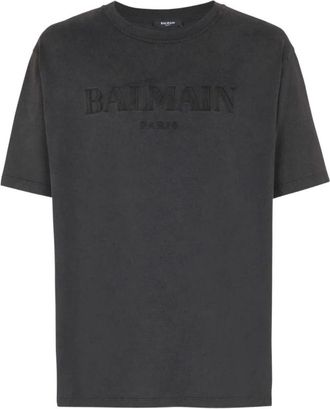 Balmain Logo T-shirt - Heren - T-shirts - Grijs - M - Katoen - Tops