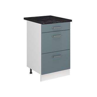 Vicco Mueble Bajo De Cocina R-line, Gris Azulado/blanco, 50 Cm Encimera Antracita, Vicco