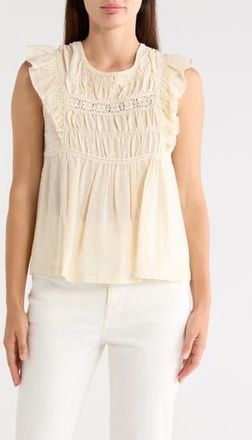 Max Studio Ruffle Cap Sleeve Babydoll Top in Antique White at Nordstrom Rack, Size X-Small