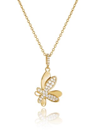 Classicharms Gold Pavé Diamond Butterfly Pendant Necklace