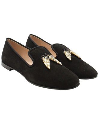 Giuseppe Zanotti Womens Suede Embellished Shark Tooth Smoking Slipper (Authentic Pre-Loved)