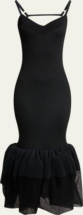 Givenchy Strappy Ruffled Open-Back Midi Dress