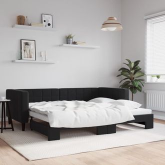 vidaXL Sof&aacute; Cama Nido Terciopelo Negro 90x200 Cm Vidaxl
