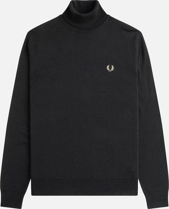 Fred Perry Mens Fred Perry Roll Neck Knit Jumper Black - Size: 38