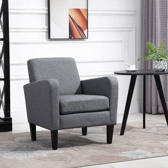 HOMCOM Modern Armchair Accent Chair with Rubber Wood Legs for Bedroom in Grey