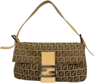 Fendi Pre-owned Shoulder Bags, female, Beige, Size: ONE SIZE Pre-owned Nylon Shoulder Bag