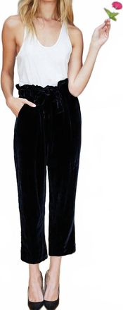 Emerson Fry Paris Cropped Silk Pants In Black Velvet