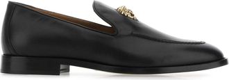 Versace Black Leather La Medusa Loafers