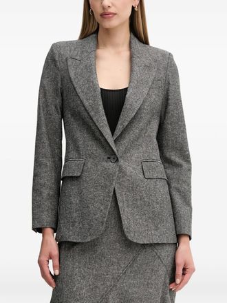 Pedro del Hierro button-up blazer - women - Viscose/Polyester/Polyester/Acrylic/Cotton/Wool/Polyamide/Linen/Flax - 40 - Grey