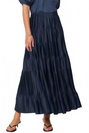 Current Air Womens Pleated Maxi Skirt In Slate Navy