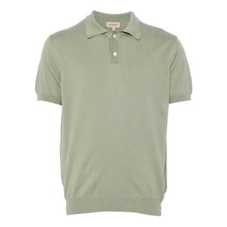 Woolrich Polo Shirts, male, Green, Size: M Knitted Polo Shirt Button Placket