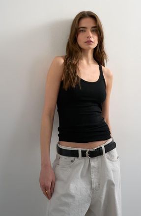 Topshop Spaghetti Strap Racerback Tank in Black at Nordstrom, Size X-Small