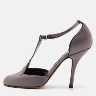 Gina Grey Satin Crystal Embellished T-Bar Ankle Strap Pumps