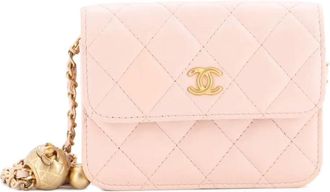 Chanel Pearl Crush Flap Clutch with Chain Quilted Lambskin Mini crossbody bag - Beige