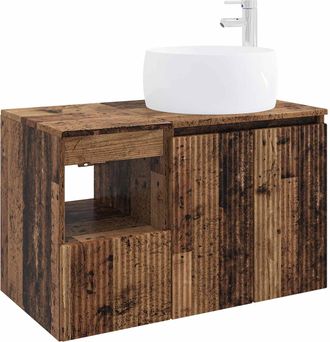vidaXL Juego De Muebles De Ba&ntilde;o 2 Uds. Madera Envejecida Vidaxl