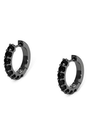 Nadri Crystal Huggie Hoop Earrings in Black at Nordstrom