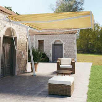 vidaXL Toldo De Pie Autom&aacute;tico Amarillo Y Blanco 400x350 Cm Vidaxl