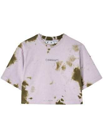 Off-white tie-dye cropped top - women - Cotton/Cotton/Crystal - M - Pink