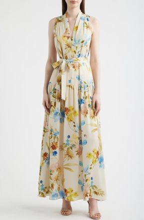 Kobi Halperin Violet Print Sleeveless Maxi Dress in Ecru Multi at Nordstrom, Size Xx-Large