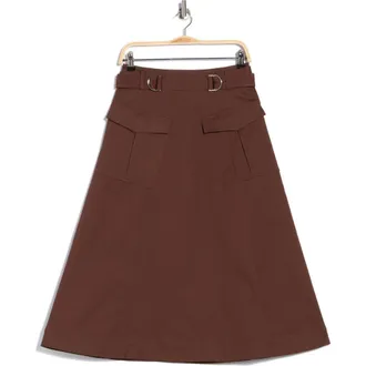 Derek Lam Philomena Stretch Cotton Utility Skirt in Coffee at Nordstrom Rack, Size 12