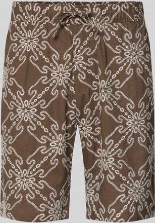 Mc Neal Shorts aus Leinen-Mix mit elastischem Bund und Kordelzug in Mittelbraun, Gr&ouml;&szlig;e XXL