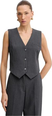 Guess Joandra Vest - Dames - Gillet - Grijs - S - Leer - Kostuums