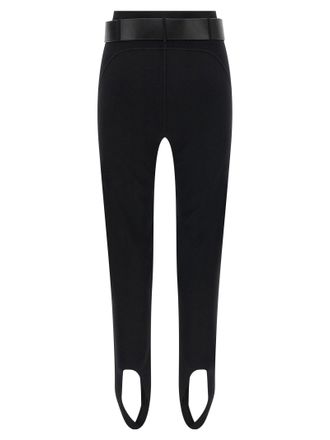Self Portrait Stirrup Stretch Knit Leggings - Black