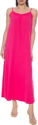 Tash And Sophie Ruched Neck Maxi Dress in Fuchsia at Nordstrom Rack, Size X-Large
