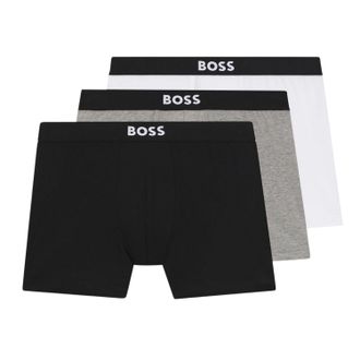 HUGO BOSS Mens Polycotton Boxer Briefs (Pack of 3) (Black/White/Grey) - Black & Off-White - Size X-Large