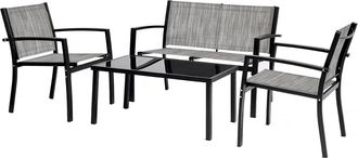 Habitat et Jardin Conjunto De Muebles Bajos De Jard&iacute;n lino - 4 Plazas - Gris