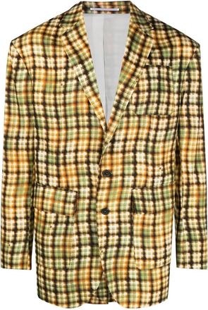 Dsquared2 plaid-print single-breasted blazer - men - Cotton/Polyester/Cotton - 46 - Yellow