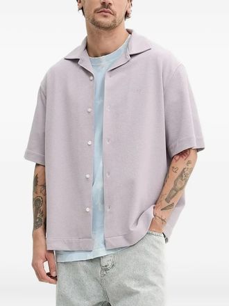 HUGO BOSS Camicia a maniche corte con collo a revers - Viola