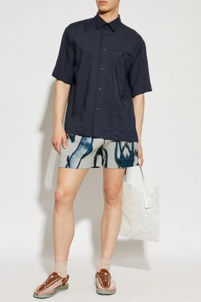 Homme Pliss&eacute; Issey Miyake Shirt PL RAMIE, Mens, Navy Blue