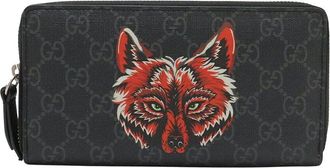 Gucci Grey Gg Supreme Canvas Zip Around Wallet (Authentic Pre-Loved)
