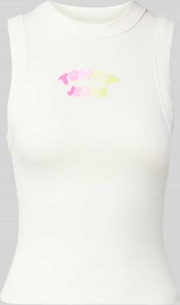 Tommy Jeans Slim Fit Top aus Baumwoll-Mix in Weiss, Gr&ouml;&szlig;e XS
