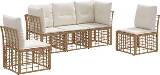 vidaXL Conjunto De Sof&aacute;s De Exterior Natural Poli&eacute;ster Vidaxl