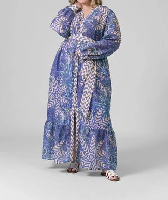 Marie Oliver Hannon Button Down Long Sleeve Maxi Dress - Plus In Anise Breeze