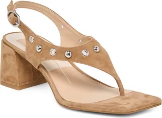 Dolce Vita Yves Stud Slingback Sandal in Light Brown Suede at Nordstrom, Size 7
