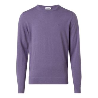 Calvin Klein Round-neck Knitwear, male, Purple, Size: L Maglia