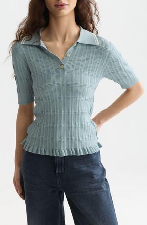 Scotch & Soda Ripple Stitch Knit Polo Top in Arona at Nordstrom, Size X-Small