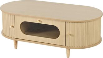 Urban Meuble Mesa de centro efecto madera roble con 1 caj&oacute;n y puertas correderas