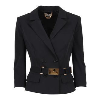 Elisabetta Franchi Blazers, female, Black, Size: 2XL Technical Bi-elastic Fabric Jacket