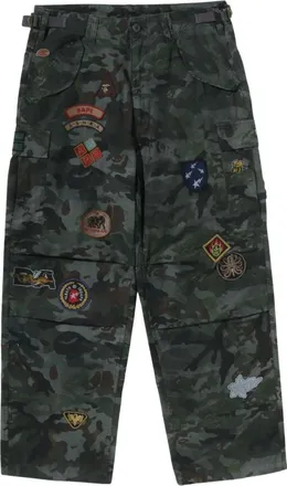 A Bathing Ape Hybrid Camo Multi Badge Cargo Pants Green 0ZXPTM311521RGRD